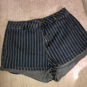 Kendall and Kylie striped denim shorts
